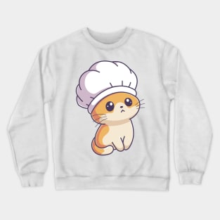 Cute kitten wearing chef hat Crewneck Sweatshirt